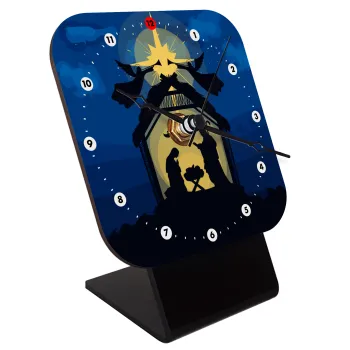 Η γέννηση του Ιησού φάτνη, Επιτραπέζιο ρολόι ξύλινο με δείκτες (10cm)