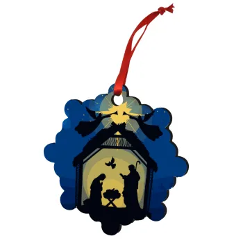 Η γέννηση του Ιησού φάτνη, Στολίδι Χριστουγεννιάτικο στολίδι snowflake ξύλινο 7.5cm