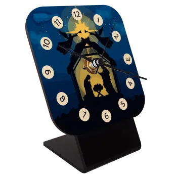 Nativity Jesus manger, Quartz Table clock in natural wood (10cm)