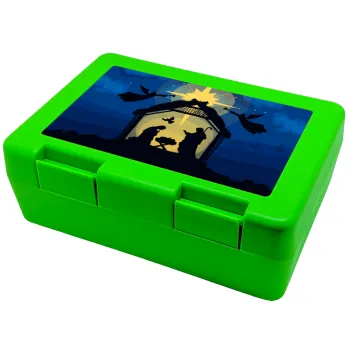 Nativity Jesus manger, Children's cookie container GREEN 185x128x65mm (BPA free plastic)