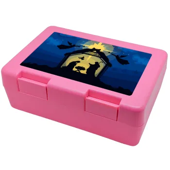 Nativity Jesus manger, Children's cookie container PINK 185x128x65mm (BPA free plastic)