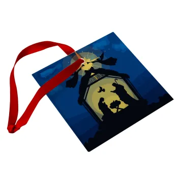 Nativity Jesus manger, Christmas ornament, glass square ornament 9x9cm