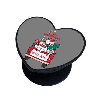 Merry Christmas cats in car, Phone Holders Stand  καρδιά Μαύρο Βάση Στήριξης Κινητού στο Χέρι