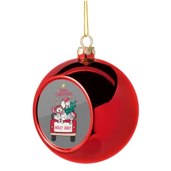 Merry Christmas cats in car, Christmas tree ball Red 8cm