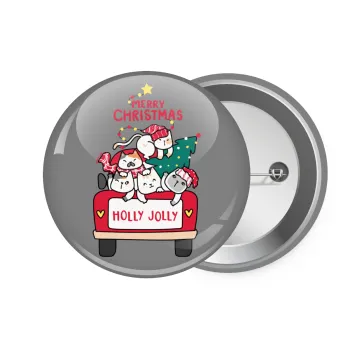 Merry Christmas cats in car, Κονκάρδα παραμάνα 7.5cm