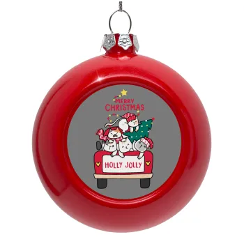 Merry Christmas cats in car, Red Christmas tree ornament bauble 8cm