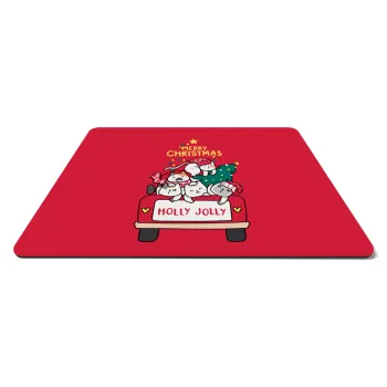 Merry Christmas cats in car, Mousepad rect 27x19cm