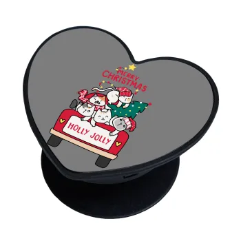 Merry Christmas cats in car, Phone Holders Stand  καρδιά Μαύρο Βάση Στήριξης Κινητού στο Χέρι