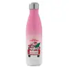Μεταλλικό παγούρι θερμός Ροζ/Λευκό (Stainless steel), διπλού τοιχώματος, 500ml