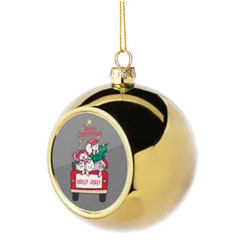 Merry Christmas cats in car, Golden Christmas tree ball ornament 8cm