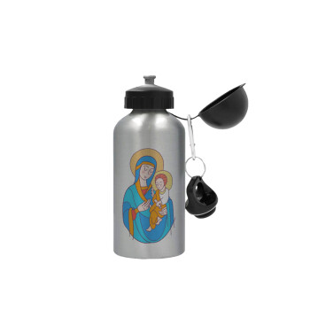 Mary, mother of Jesus, Metallic water jug, Silver, aluminum 500ml