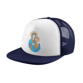 Mary, mother of Jesus, Καπέλο Soft Trucker με Δίχτυ Dark Blue/White 