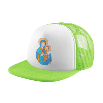 Mary, mother of Jesus, Καπέλο Soft Trucker με Δίχτυ Πράσινο/Λευκό
