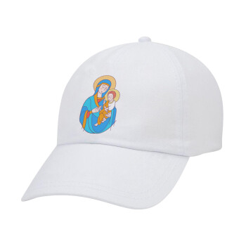 Mary, mother of Jesus, Καπέλο Ενηλίκων Baseball Λευκό 5-φύλλο (POLYESTER, ΕΝΗΛΙΚΩΝ, UNISEX, ONE SIZE)