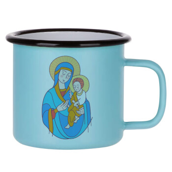Mary, mother of Jesus, Κούπα Μεταλλική εμαγιέ ΜΑΤ σιέλ 360ml