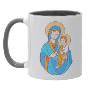 Mary, mother of Jesus, Mug colored grey, ceramic, 330ml