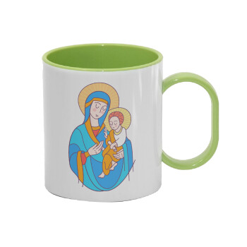 Mary, mother of Jesus, Κούπα (πλαστική) (BPA-FREE) Polymer Πράσινη για παιδιά, 330ml