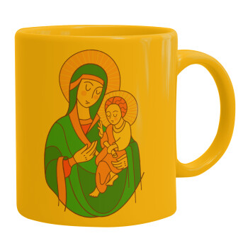 Mary, mother of Jesus, Ceramic coffee mug yellow, 330ml (1pcs)