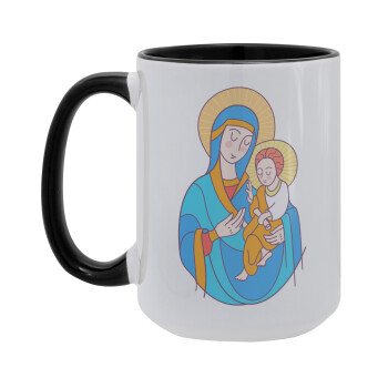 Mary, mother of Jesus, Κούπα Mega 15oz, κεραμική Μαύρη, 450ml