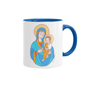 Mary, mother of Jesus, Mug colored blue, ceramic, 330ml
