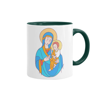 Mary, mother of Jesus, Κούπα χρωματιστή πράσινη, κεραμική, 330ml
