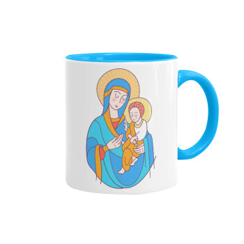 Mary, mother of Jesus, Mug colored light blue, ceramic, 330ml