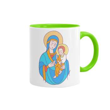 Mary, mother of Jesus, Mug colored light green, ceramic, 330ml