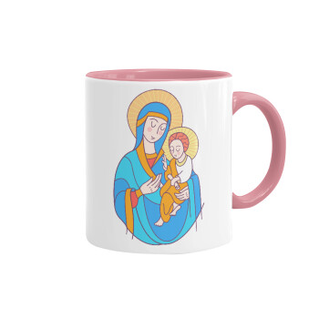 Mary, mother of Jesus, Κούπα χρωματιστή ροζ, κεραμική, 330ml