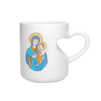 Mary, mother of Jesus, Κούπα καρδιά λευκή, κεραμική, 330ml