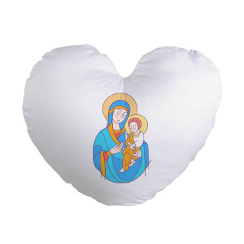 Mary, mother of Jesus, Μαξιλάρι καναπέ καρδιά 40x40cm περιέχεται το  γέμισμα