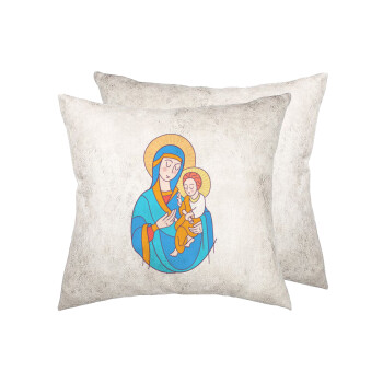 Mary, mother of Jesus, Μαξιλάρι καναπέ Δερματίνη Γκρι 40x40cm με γέμισμα