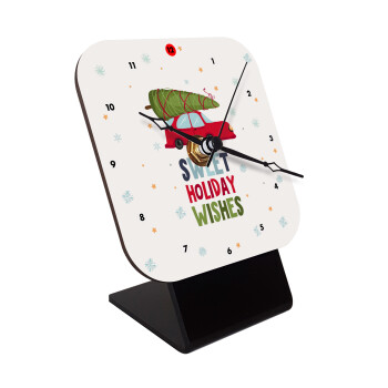 Sweet holiday wishes, Quartz Wooden table clock with hands (10cm)