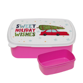 Sweet holiday wishes, ΡΟΖ παιδικό δοχείο φαγητού (lunchbox) πλαστικό (BPA-FREE) Lunch Βox M18 x Π13 x Υ6cm