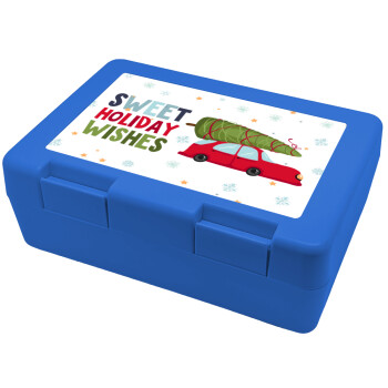 Sweet holiday wishes, Children's cookie container BLUE 185x128x65mm (BPA free plastic)