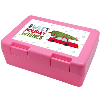 Sweet holiday wishes, Children's cookie container PINK 185x128x65mm (BPA free plastic)