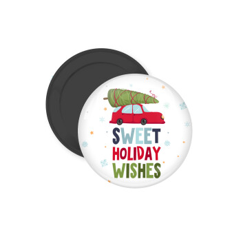 Sweet holiday wishes, Μαγνητάκι ψυγείου στρογγυλό διάστασης 5cm