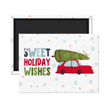 Sweet holiday wishes, Ορθογώνιο μαγνητάκι ψυγείου διάστασης 9x6cm