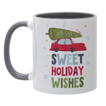 Sweet holiday wishes, Mug colored grey, ceramic, 330ml