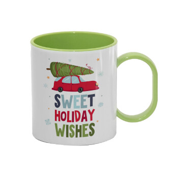 Sweet holiday wishes, Κούπα (πλαστική) (BPA-FREE) Polymer Πράσινη για παιδιά, 330ml
