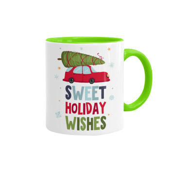 Sweet holiday wishes, Mug colored light green, ceramic, 330ml
