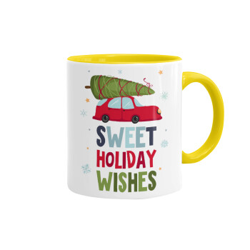 Sweet holiday wishes, Mug colored yellow, ceramic, 330ml