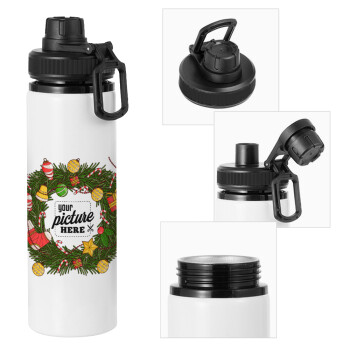 PHOTO Christmas twitch, Metal water bottle with safety cap, aluminum 850ml