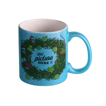 PHOTO Christmas twitch, Κούπα Σιέλ Glitter που γυαλίζει, κεραμική, 330ml