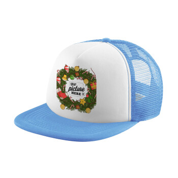 PHOTO Christmas twitch, Καπέλο Soft Trucker με Δίχτυ Γαλάζιο/Λευκό