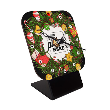 PHOTO Christmas twitch, Επιτραπέζιο ρολόι ξύλινο με δείκτες (10cm)