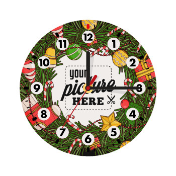 PHOTO Christmas twitch, Ρολόι τοίχου ξύλινο (20cm)