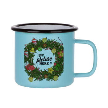 PHOTO Christmas twitch, Κούπα Μεταλλική εμαγιέ ΜΑΤ σιέλ 360ml