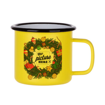 PHOTO Christmas twitch, Κούπα Μεταλλική εμαγιέ ΜΑΤ Κίτρινη 360ml