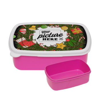 PHOTO Christmas twitch, ΡΟΖ παιδικό δοχείο φαγητού (lunchbox) πλαστικό (BPA-FREE) Lunch Βox M18 x Π13 x Υ6cm