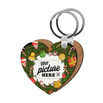 PHOTO Christmas twitch, Μπρελόκ Ξύλινο καρδιά MDF